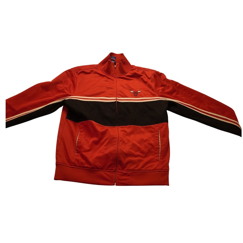NBA UNK Blue Label Chicago Bulls Track Jacket Men's L Red Black Full Zip Mesh